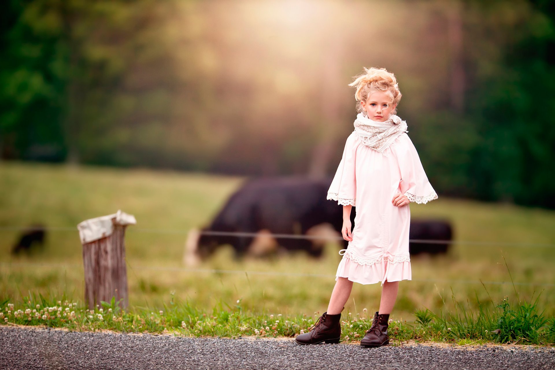 country girl girl farm bokeh