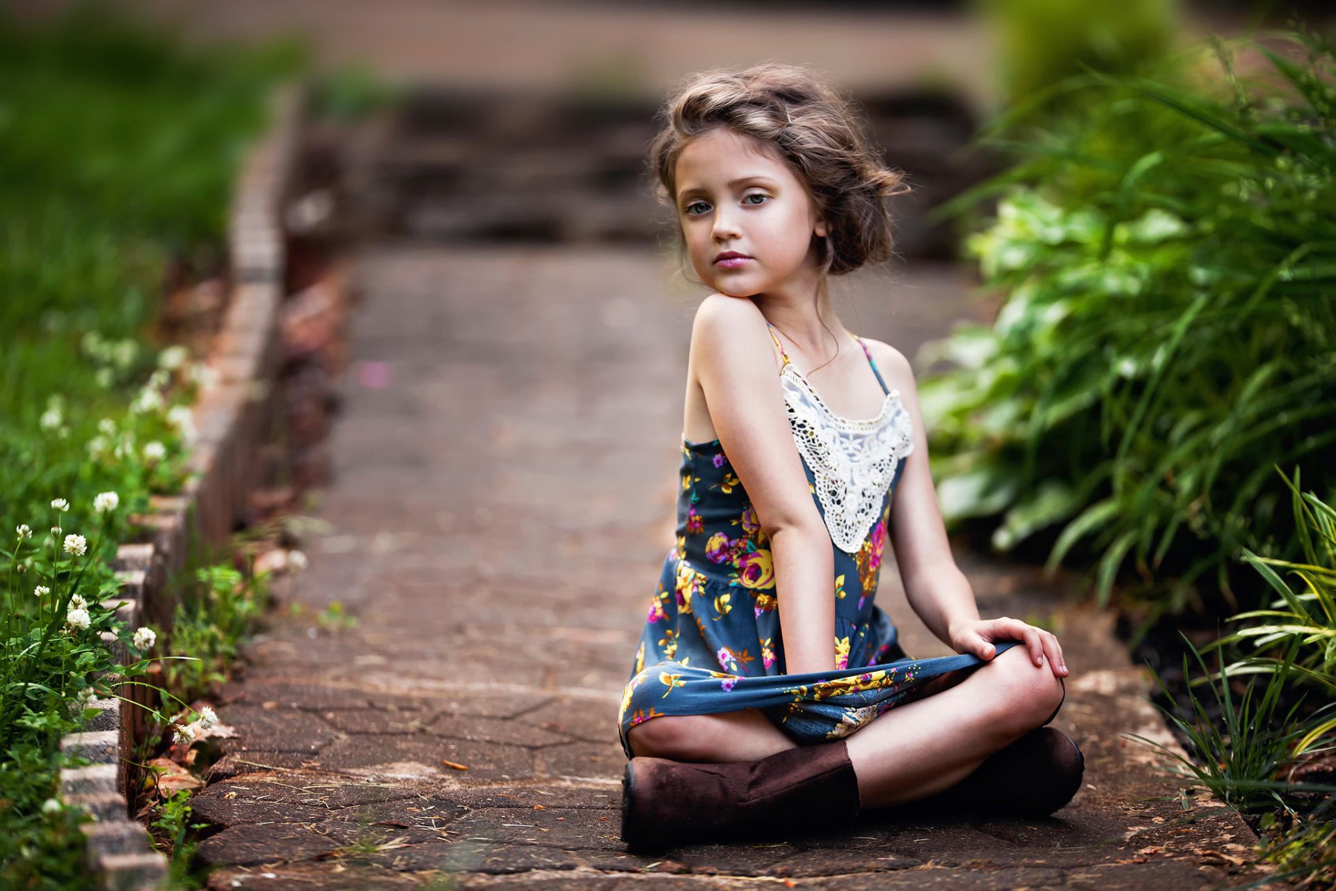 child girl dress track bokeh