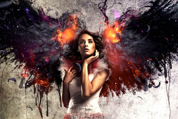 Beautiful Photoshop of a girl with wings