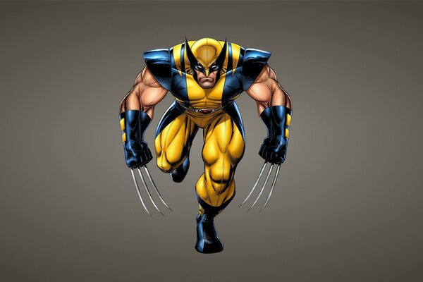 Wolverine jaune s exécute sur un fond sombre de x-Men