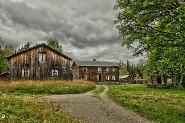 Old houses in the countryside in nature