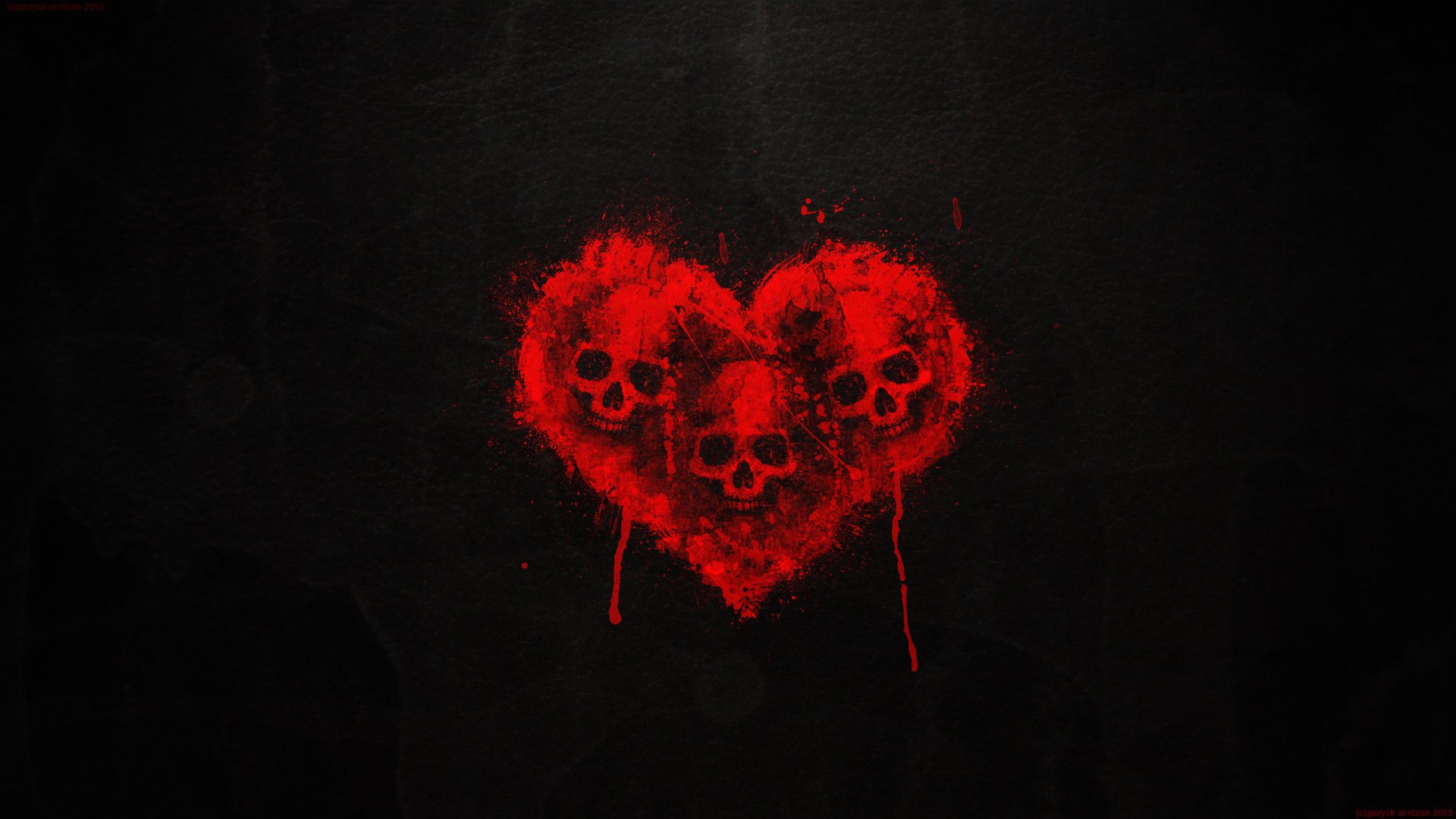 kull heart blood black background three skull