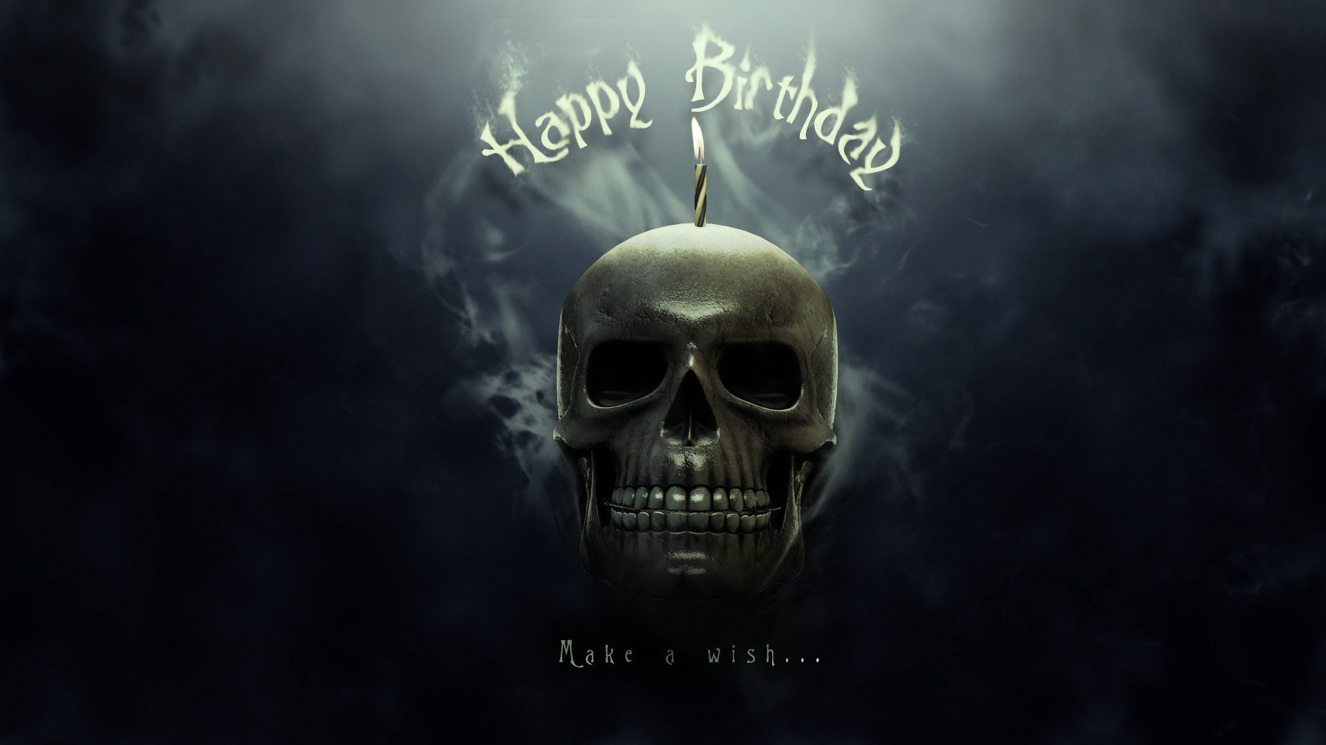 feliz cumpleaños metal cráneo humo