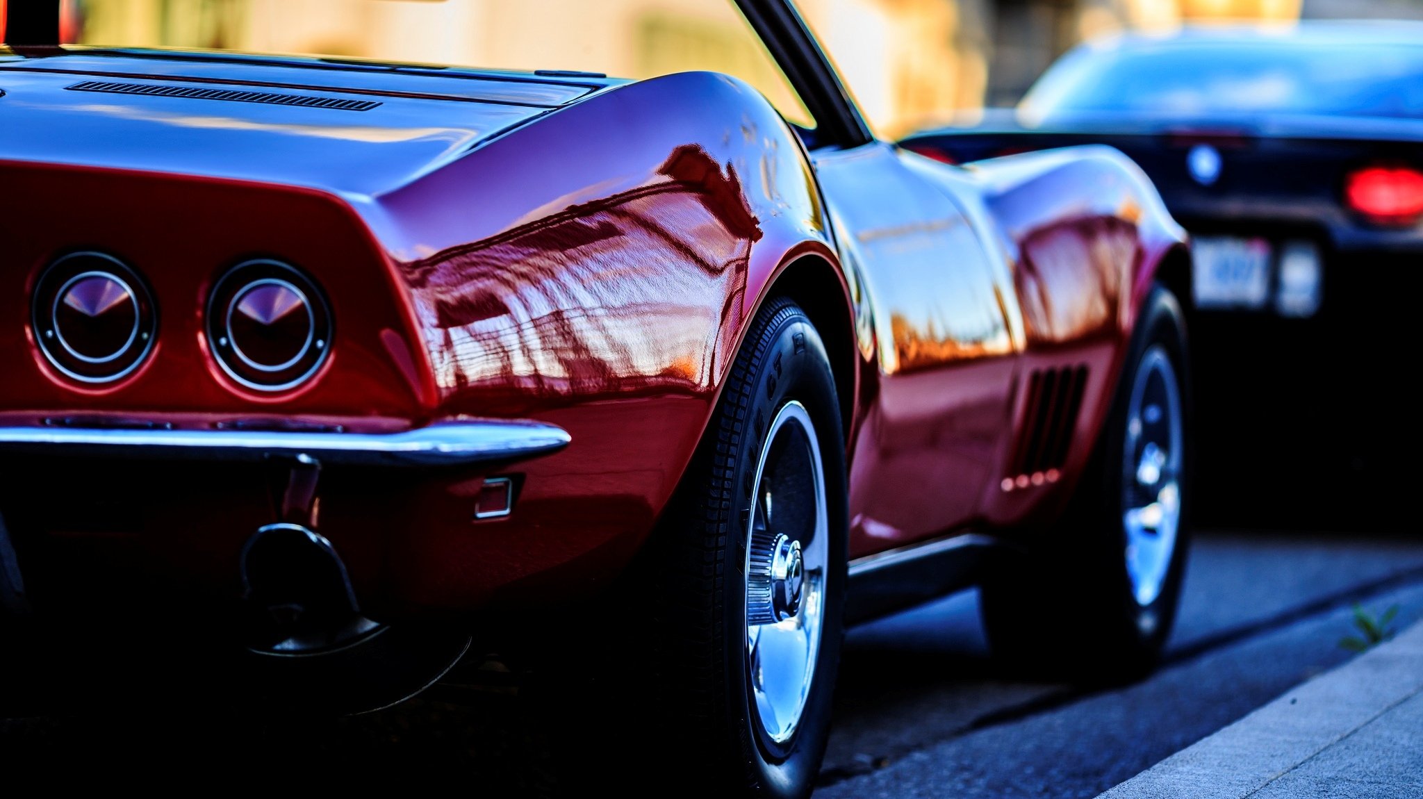 sonstiges auto auto chevrolet corvette c3 stingray schön rot rad räder makro hintergrund tapete widescreen vollbild widescreen widescreen