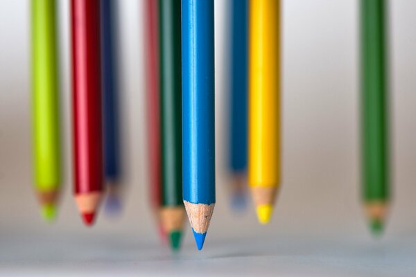 Photo of sharpened pencils. Variety of colors