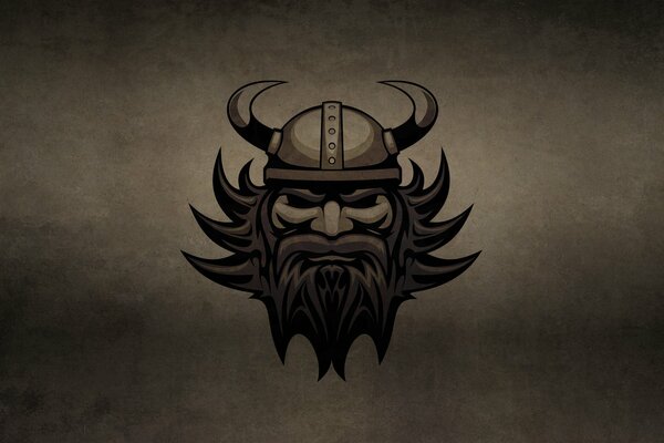 Viking with a beard and helmet on a dark background
