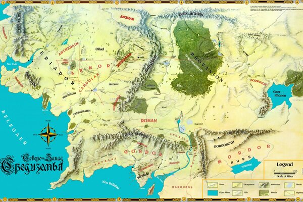 The Middle Kingdom map from the Lord of the Rings