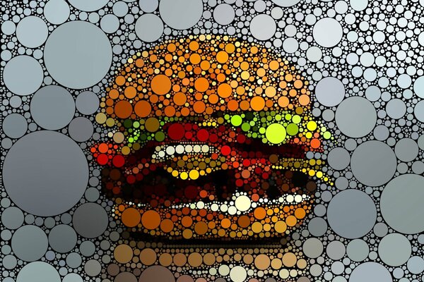 Hamburger creativo fatto di cerchi colorati