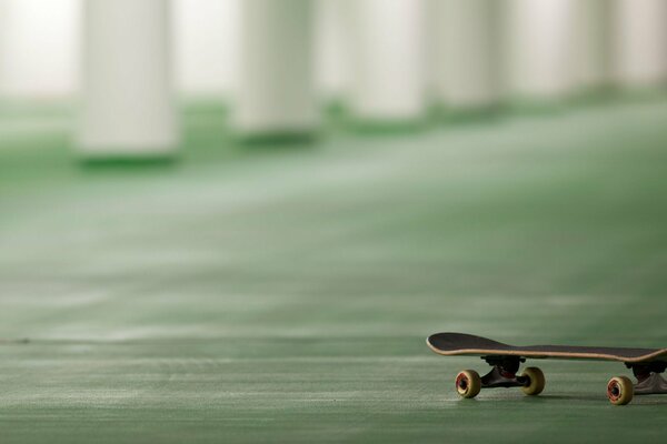 Einsamer Skate auf dem Sportplatz