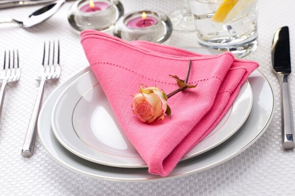 Servirrvanny set with a bright napkin