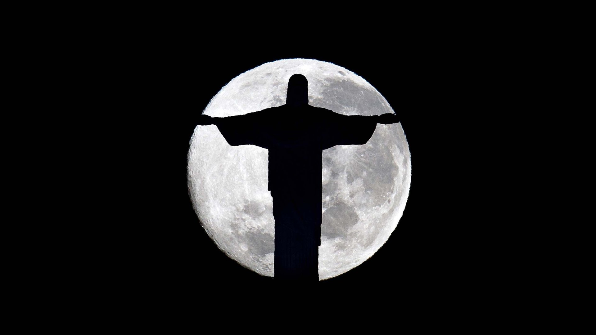 tatue christ the savior rio de janeiro cristo redentor brazil brasil moon night silhouette dark twilight