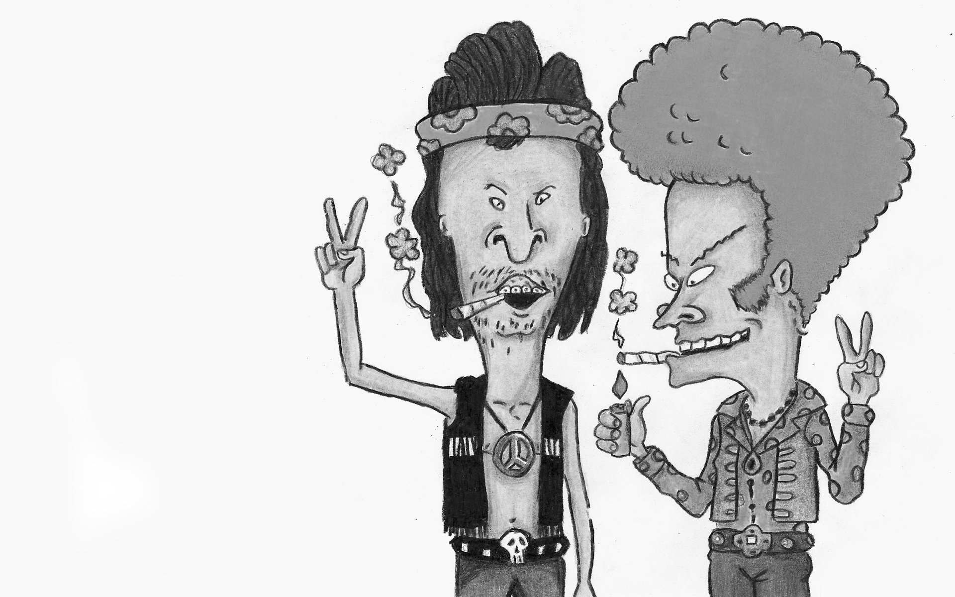 beavis i butt-head kretyni hipisi palą styl lat 80-tych gest świat peace kolesie