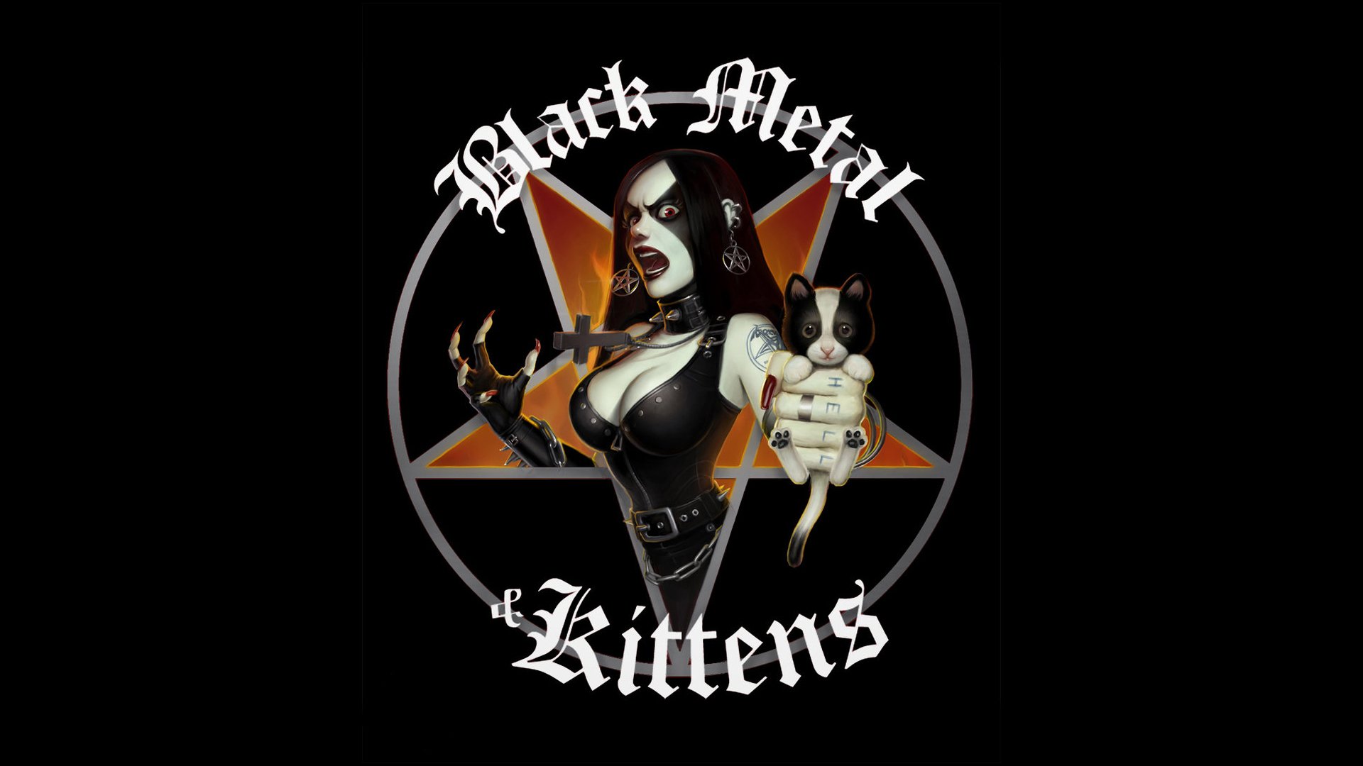 black metal and kittens girl goth tattoo