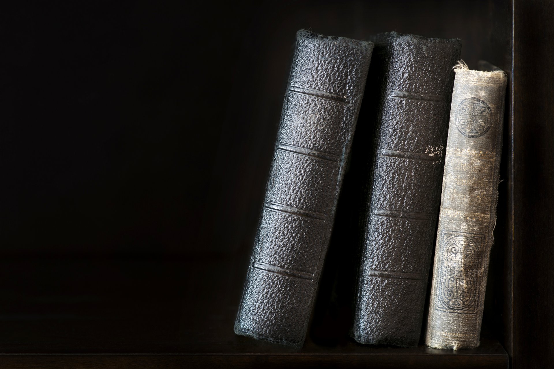 books the old shelf black background