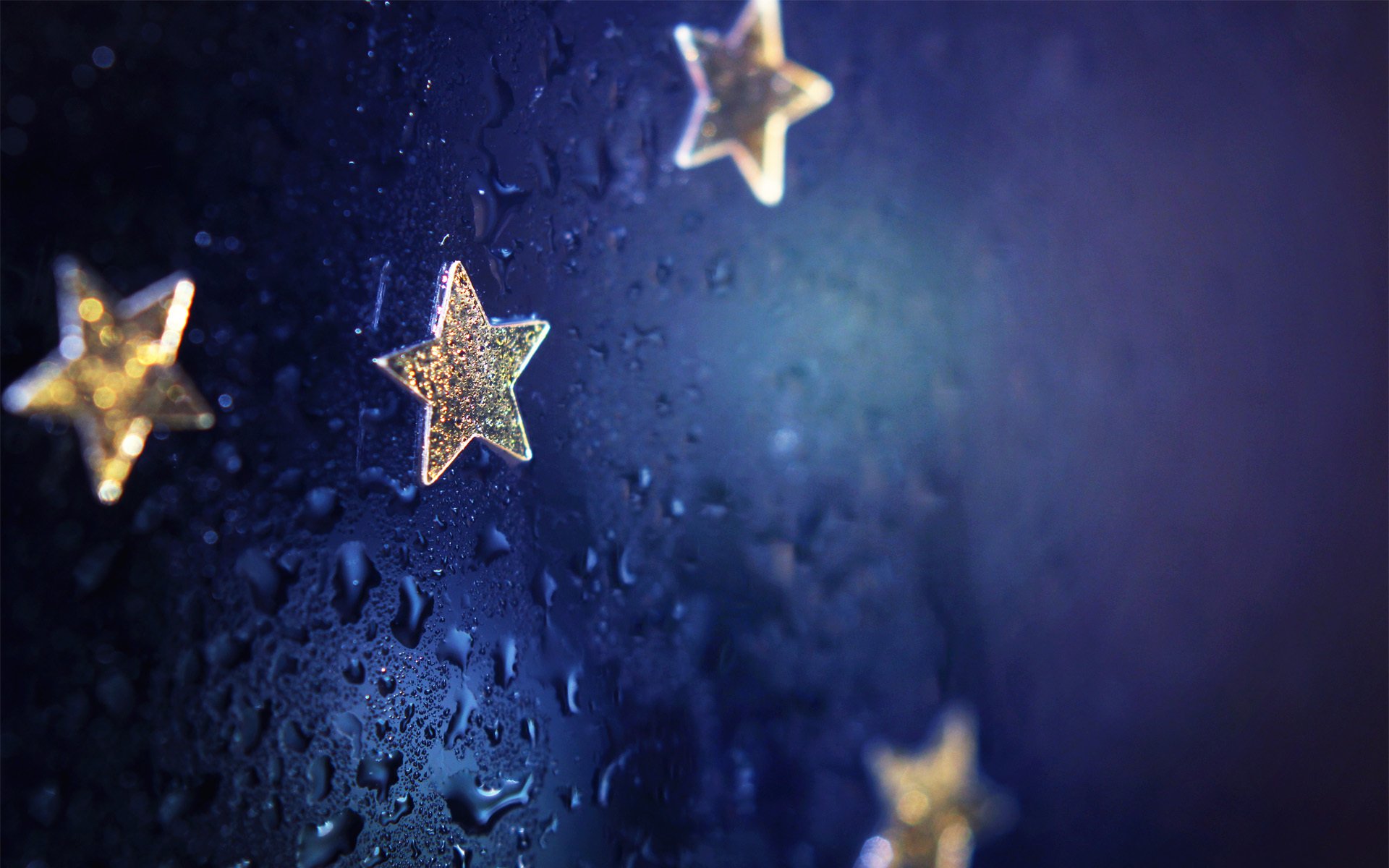 background blue stars drops focu