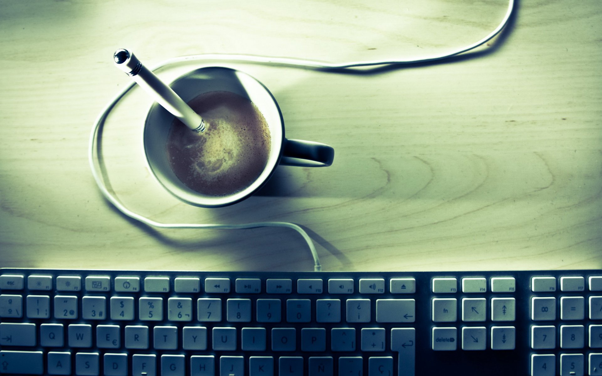 coffee keyboard table