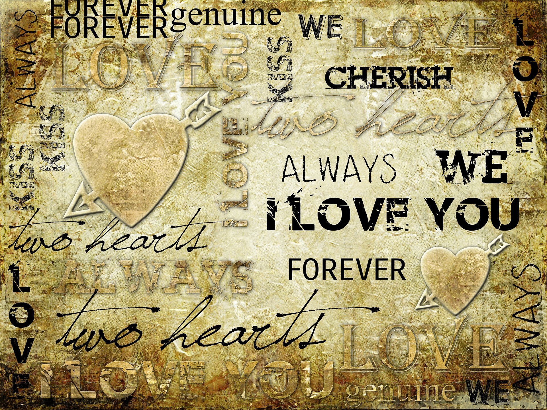 ti amo cuore freccia lettere sfondo vintage