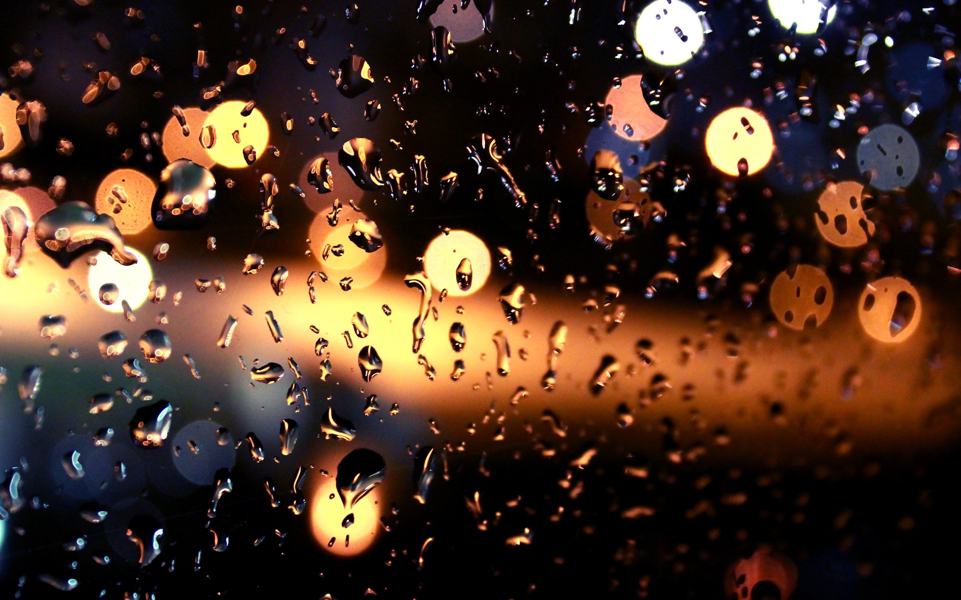 glass night lights drops rain bokeh