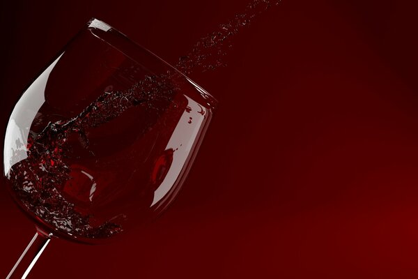 Стеклянный бокал с красным вином