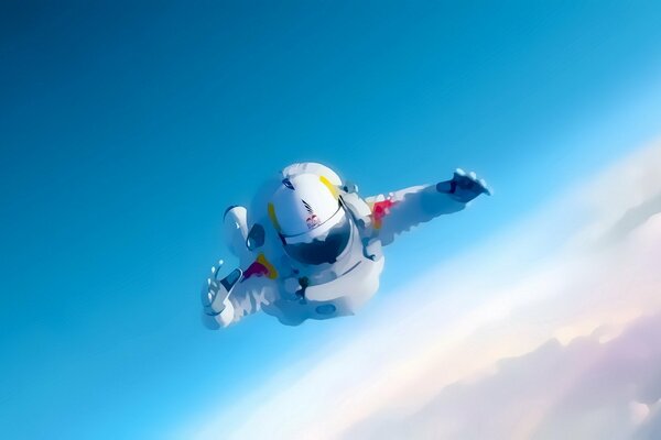 Astronauta con traje blanco en el cielo