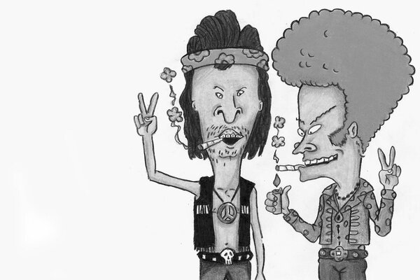 Zeichnung von Beavis und Butthead im Stil der 80er Jahre