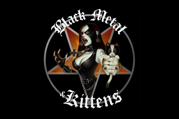 Black metal and kittens on a black background