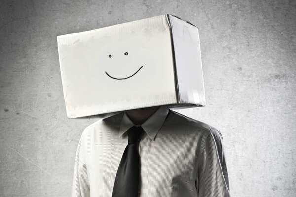 A box with a Smiley face instead of a human head