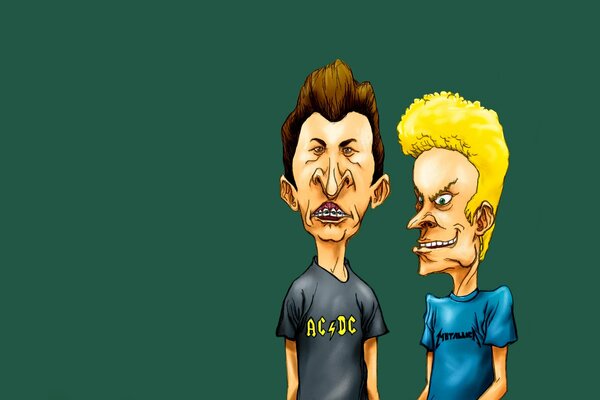 Beavis and butthead painted on a dark green background