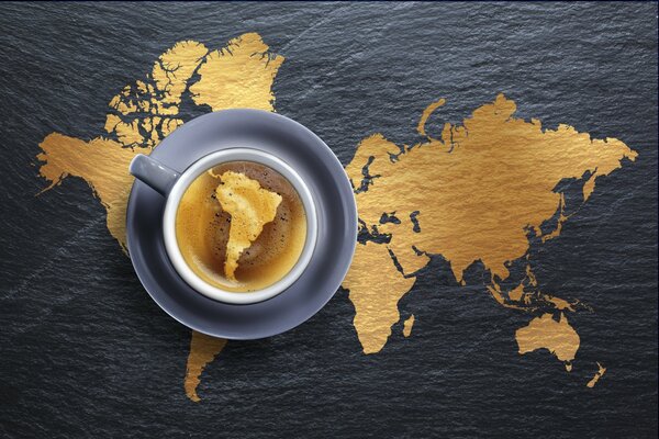 Abbildung auf Kaffee in Form von Amerika