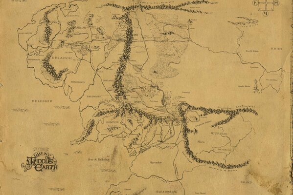 A map from the Lord of the Rings movie