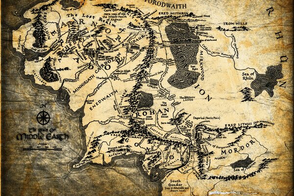 Picture of a map from the Lord of the Rings movie