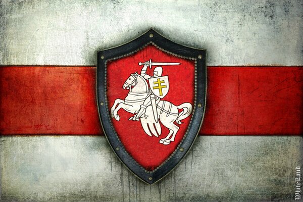 Coat of arms of Belarus knight on horseback in armor