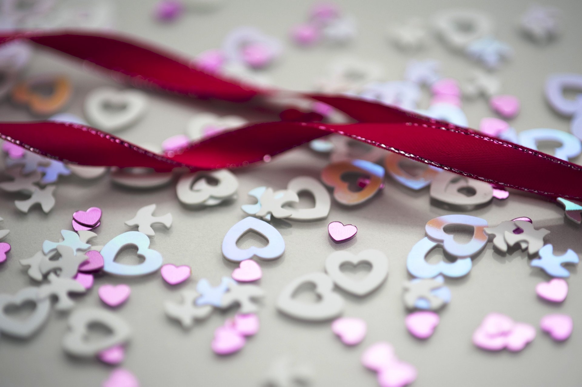 pink blue heart large small magenta ribbon sequins wedding