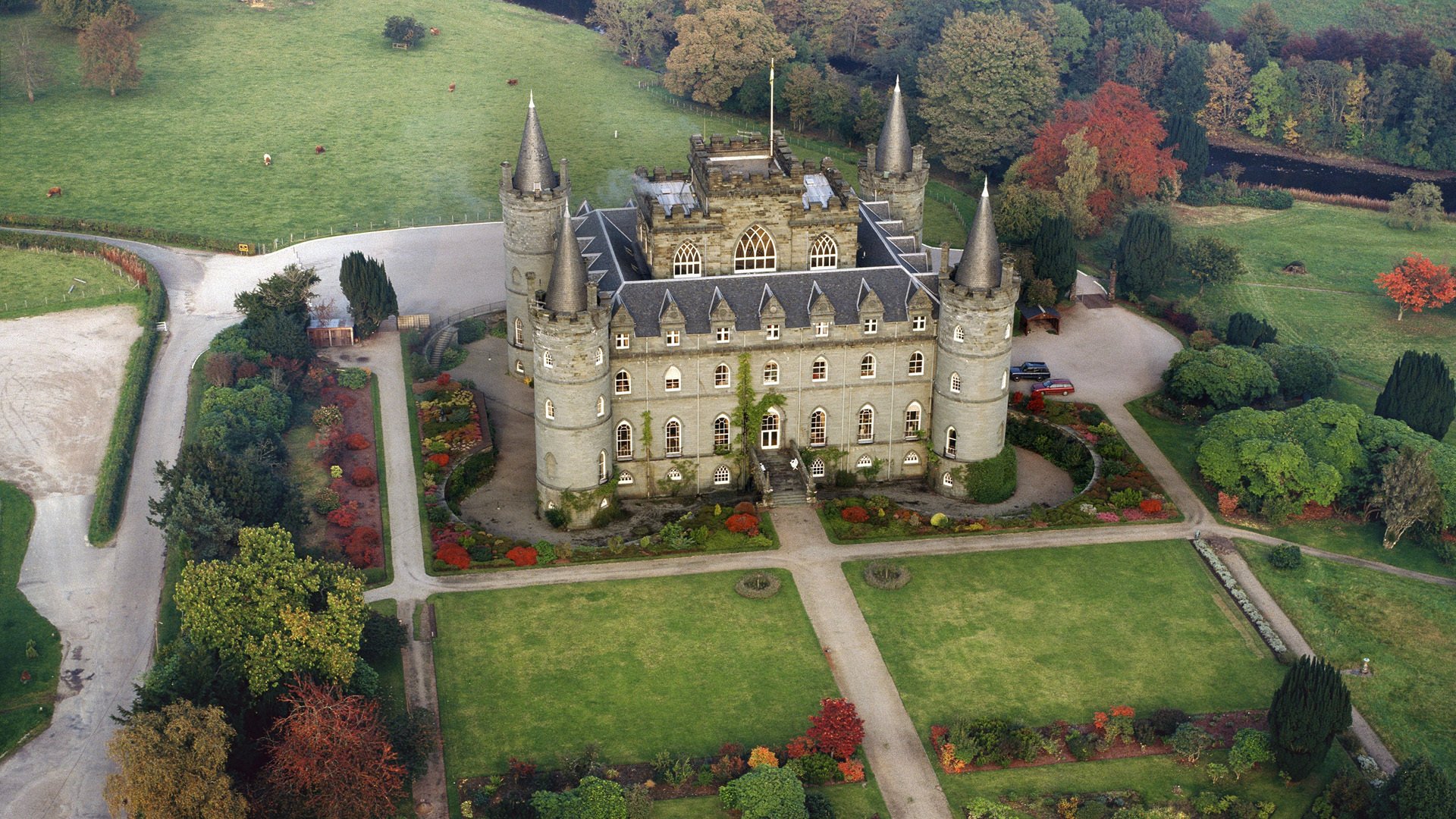 château automne rivière pré