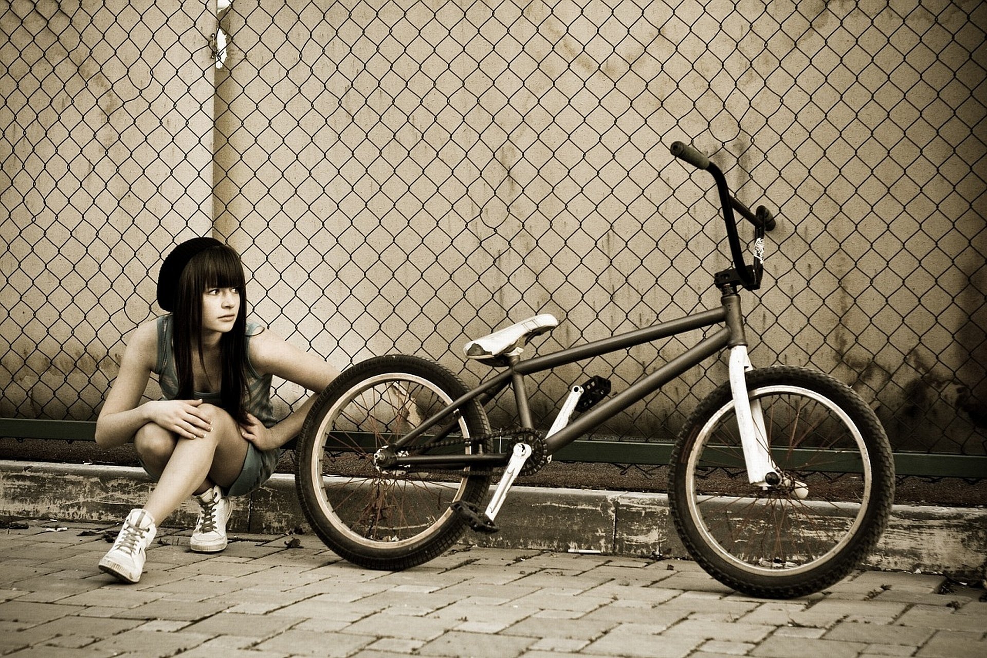 bmx bike fence girl