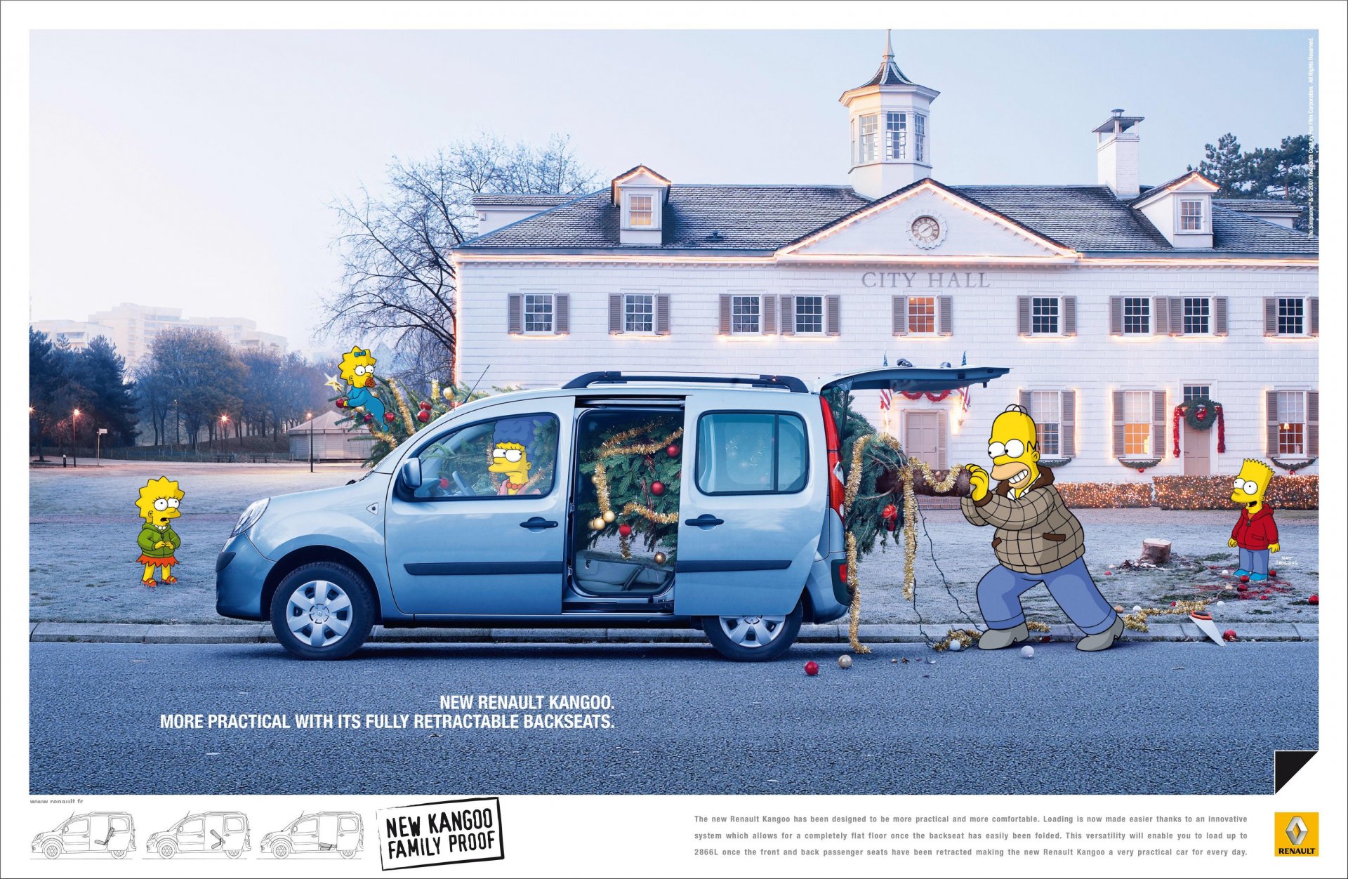 advertising car renault the simpsons homer marge lisa maggie bart