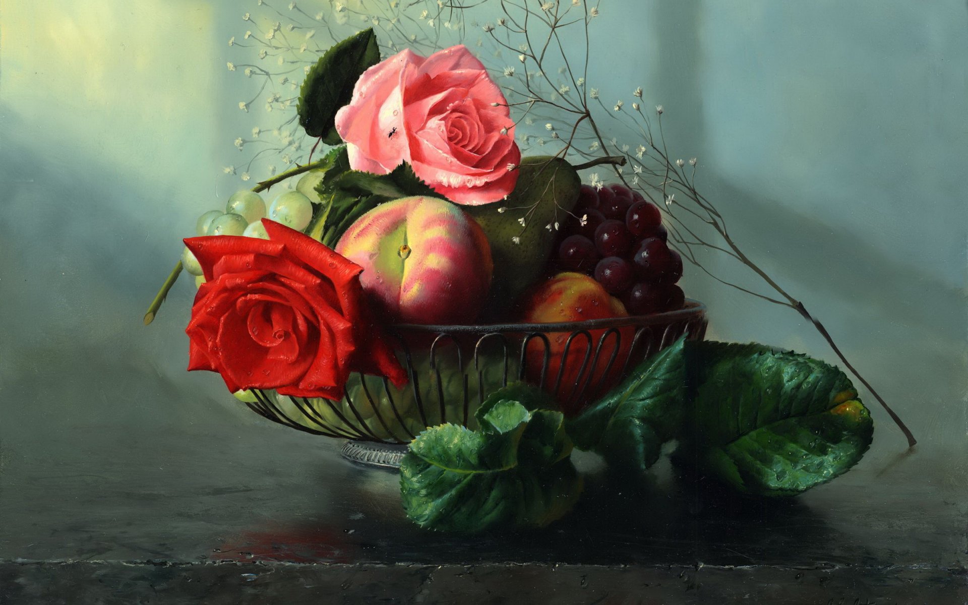 peinture roses fruits alexei antonov