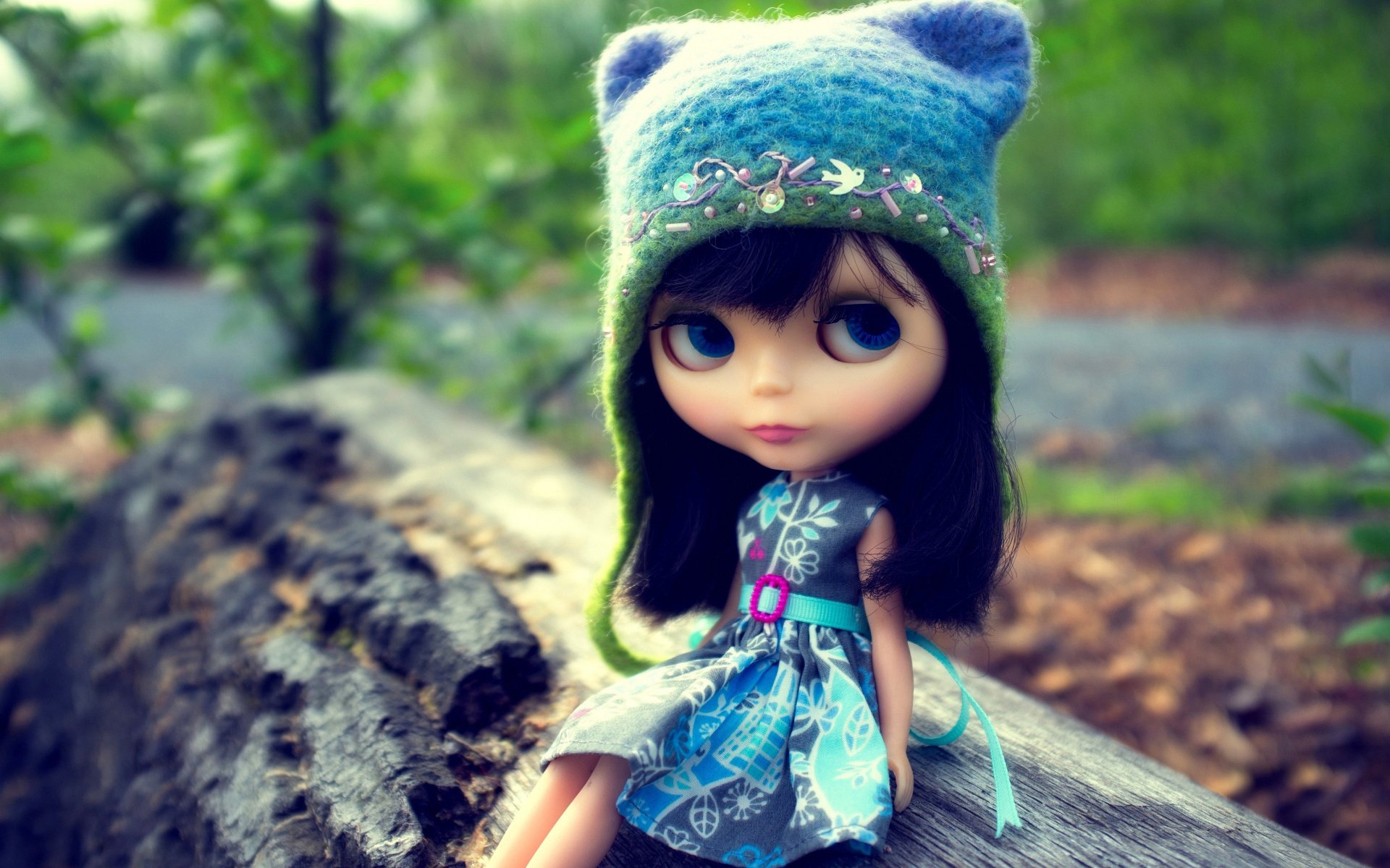 doll log dress eyes hat