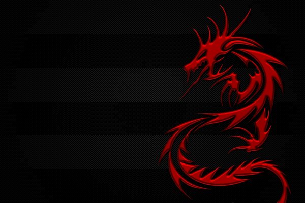 Dragón rojo sobre fondo negro