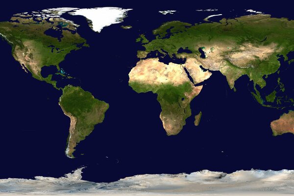 Географическая карта мира со спутника