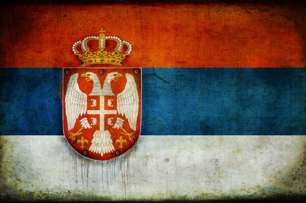 Флаг сербии испачканный нарисованный
