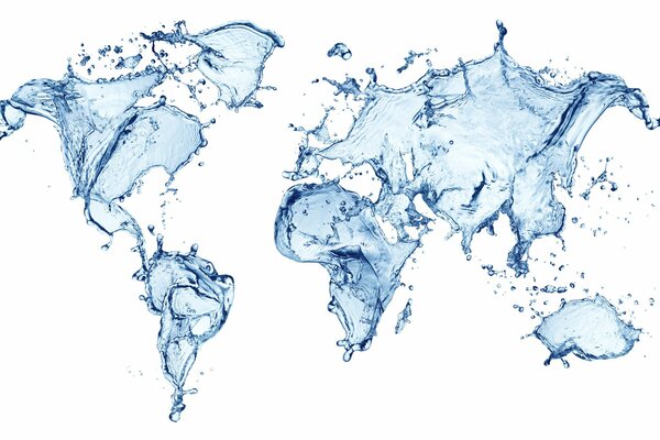A picture of water in the form of a world map
