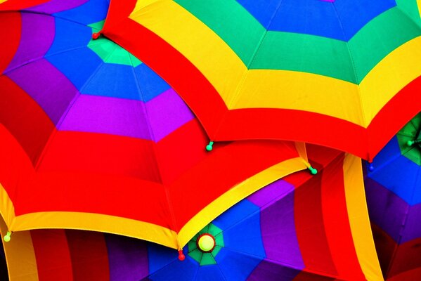 Rainbow colored umbrellas