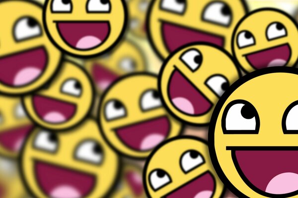 A large number of yellow funny emoticons