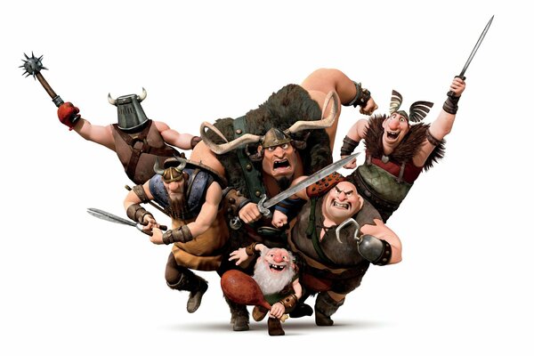 Vikings attacking the enemy from the cartoon Rapunzel