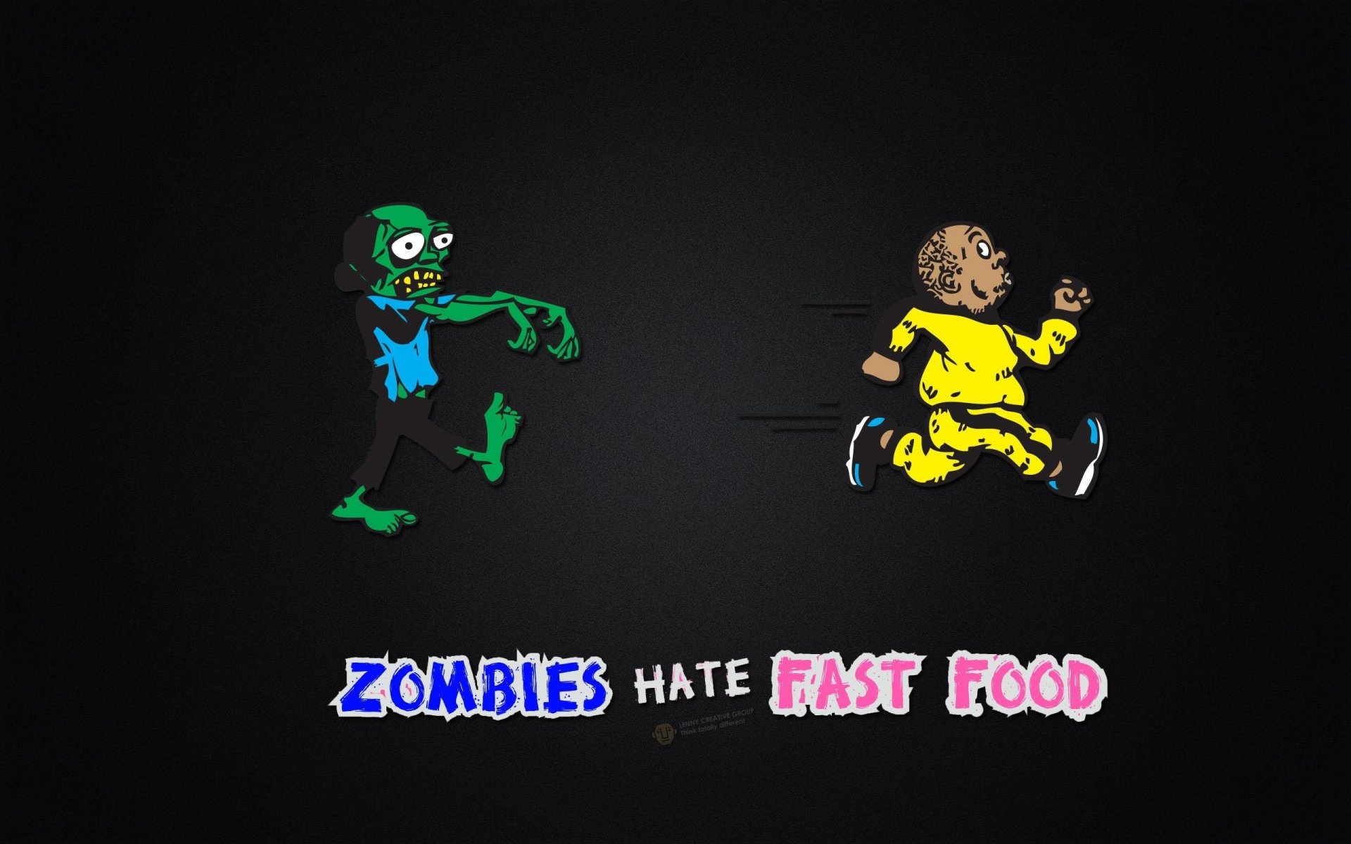 zombie odio fast food zombie uomo scappa cibo