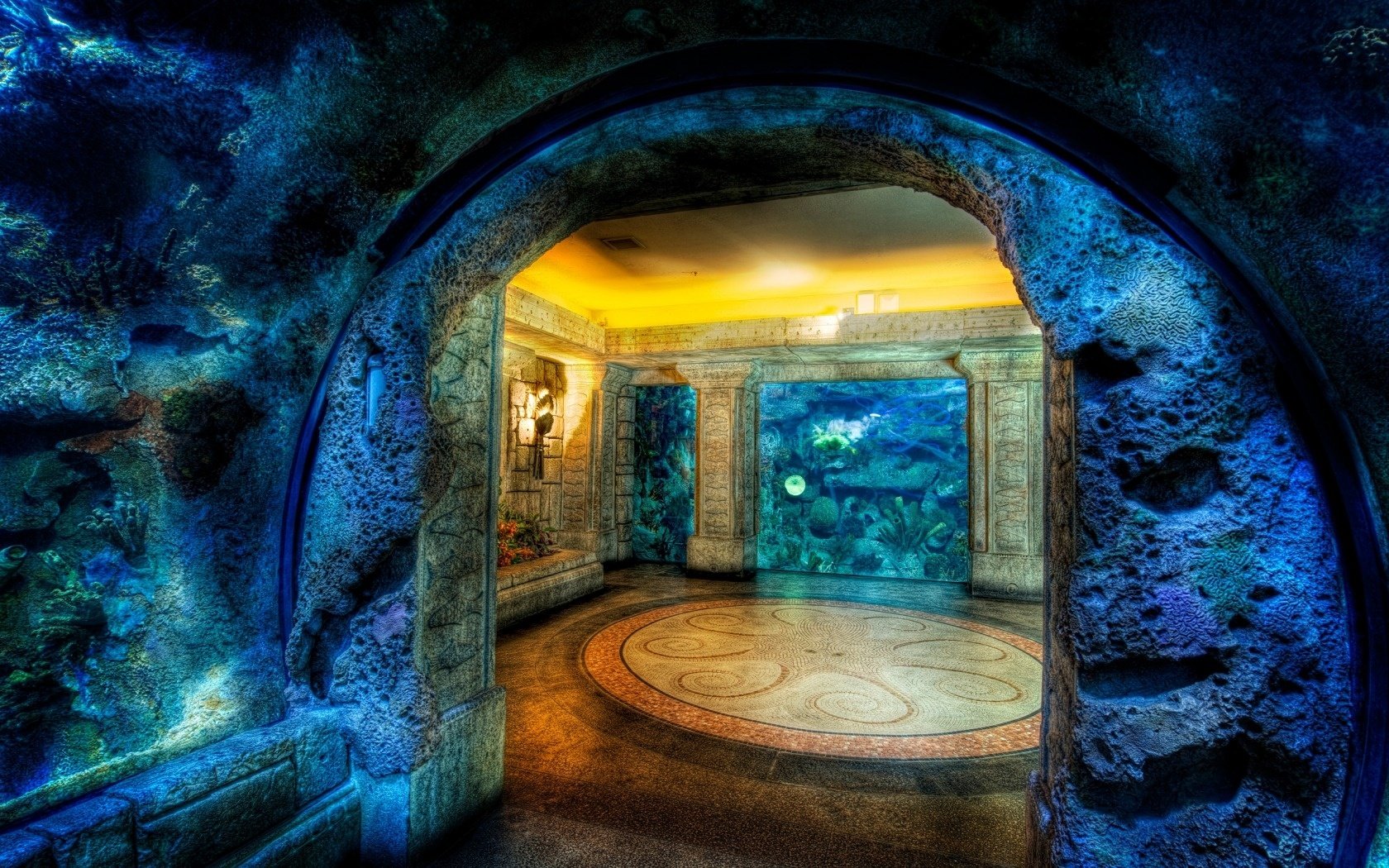 sottomarino dimora grotta casa roccia mosaico polpo