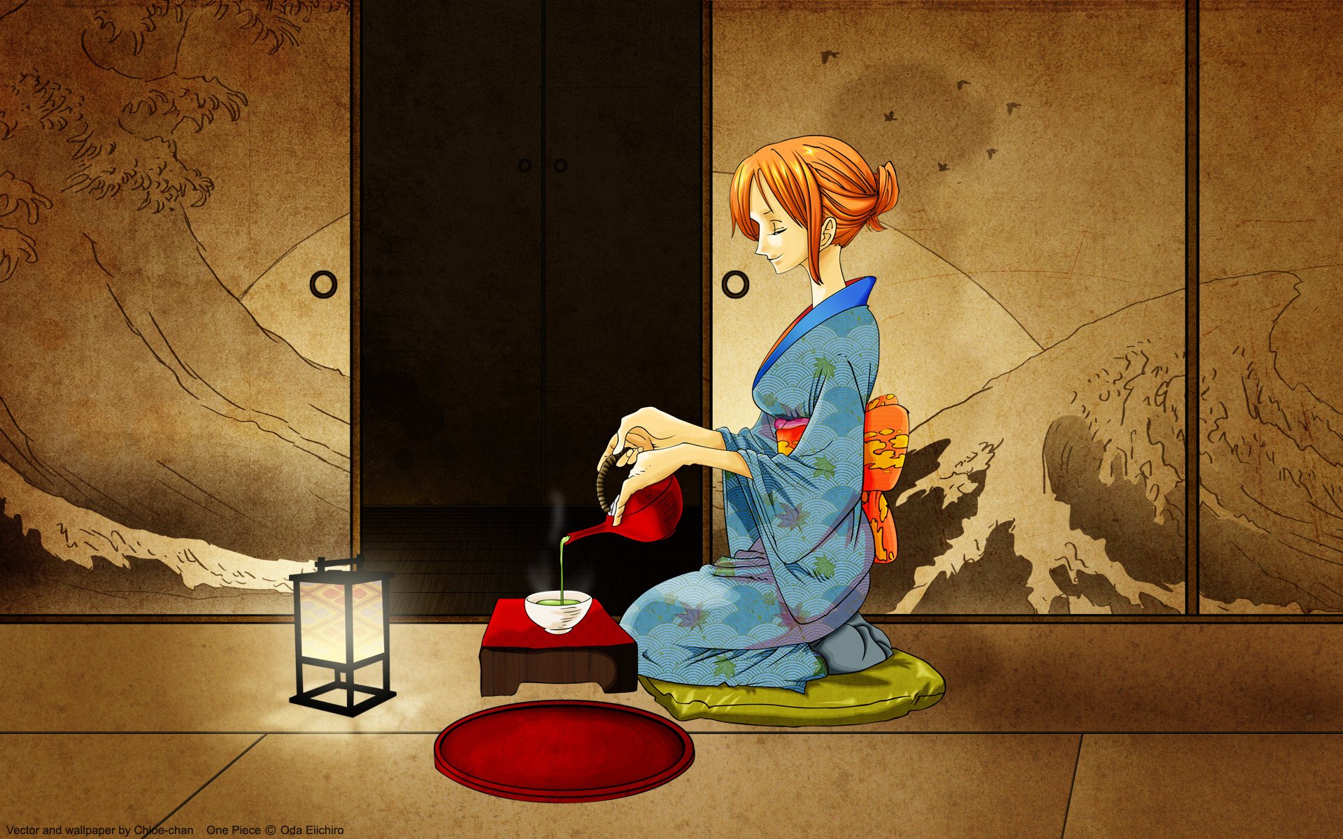 japanisches odeda kimono nami ein stück tee zimmer