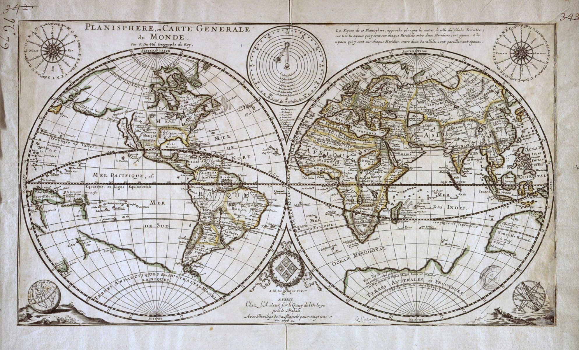 planisfera duval karte hemisphären