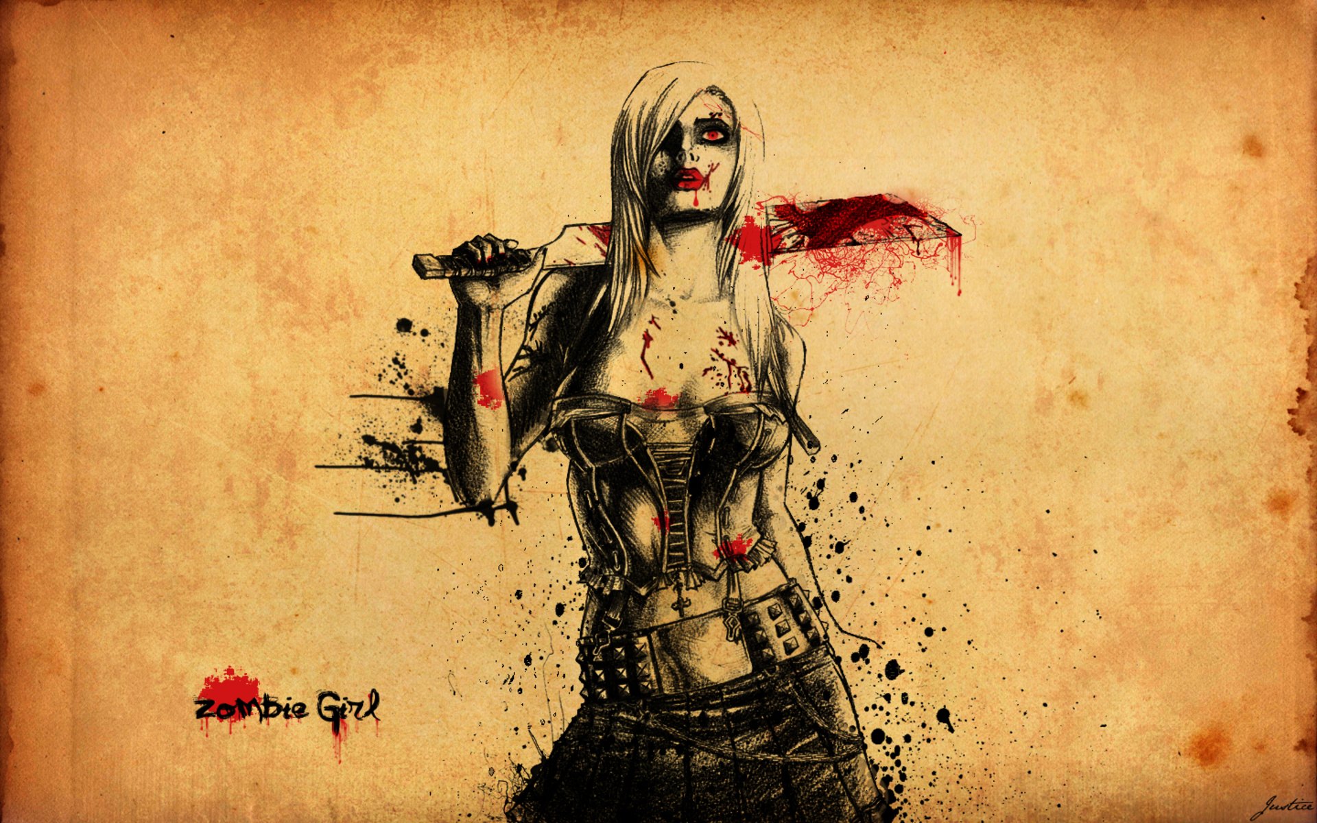 zombie girl slicer blood